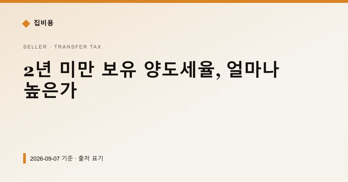 2년 미만 보유 양도세율, 얼마나 높은가 — 양도소득세 pricing comparison