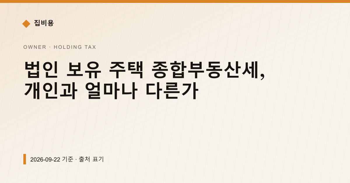 법인 보유 주택 종합부동산세, 개인과 얼마나 다른가 — 재산세·종부세 pricing comparison