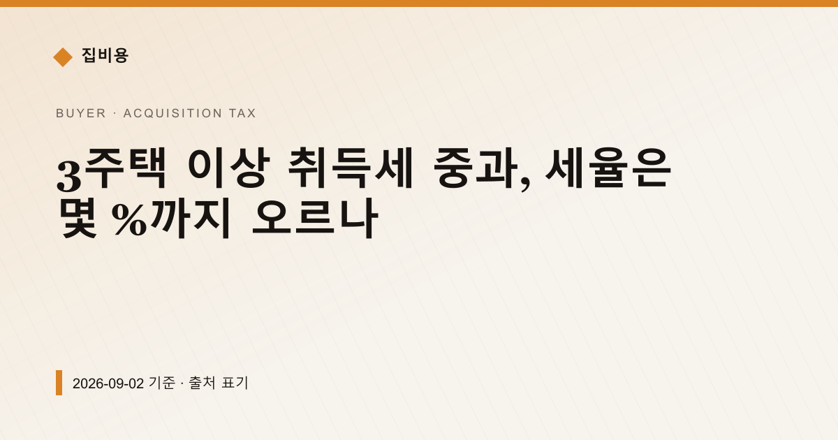 3주택 이상 취득세 중과, 세율은 몇 %까지 오르나 — 취득세 pricing comparison