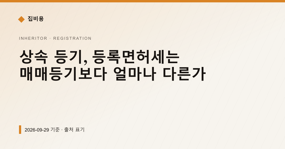 상속 등기, 등록면허세는 매매등기보다 얼마나 다른가 — 등기·법무비용 pricing comparison