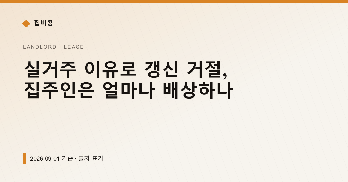 실거주 이유로 갱신 거절, 집주인은 얼마나 배상하나 — 전월세·보증금 pricing comparison